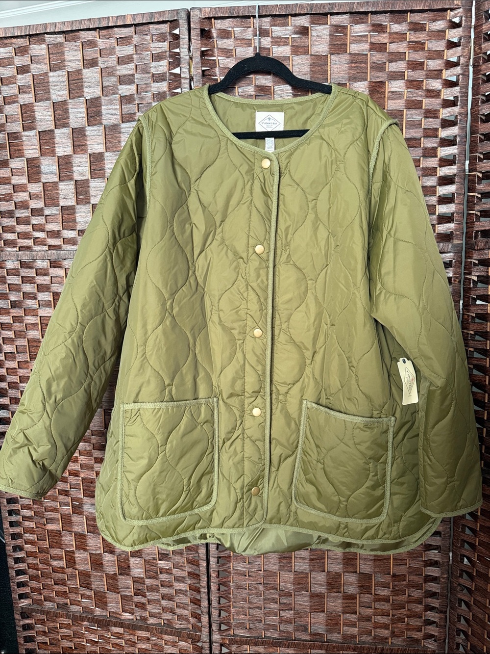 NWT St. John's Bay Woman Quilted Spring Fall Jacket in Olive Green 2x
